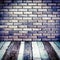 Room perspective,Grunge Brick wall and wood ground