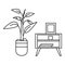 Room plant table icon, outline style
