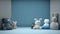 Room with plush toys advertising banner background empty space for text