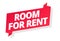 Room for rent. Word on red ribbon headline. Red tape text title. Real estate property rental. Vector flat color Illustration