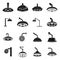 Room surgical light icons set, simple style