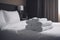 room towel fresh service bed home resort luxury hotel white. Generative AI.