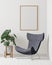 Room and the white wall background, chair and tree , minimal style ,frame form mock up