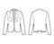 Roomy jacket technical fashion illustration with oversized, long sleeves, wrap collar opening. Flat coat template