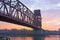 Roosevelt Island Bridge during sunrise.