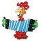 Rooster accordion musician figure humor