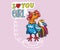 Rooster call You girl Cartoon, sign and symbol illustration design