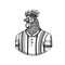 Rooster character in a sports t-shirt. Tennis player. Fashionable player, sportsman. Hand drawn fashionable cockerel