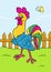 Rooster cheerful village animal bird character cartoo