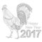 Rooster coloring book for adult, Chicken Chinese zodiac symbol of the new year. Design t-shirt print, greeting card, calendar.