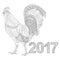 Rooster coloring book for adult, Chicken Chinese zodiac symbol of the new year. Design t-shirt print, greeting card, calendar.