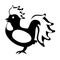 Rooster is a flightless bird. Silhouette, sign, logo. Illustration