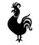 Rooster is a flightless bird. Silhouette, sign, logo. Illustration