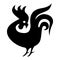Rooster is a flightless bird. Silhouette, sign, logo. Illustration