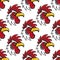 Rooster head seamless background pattern