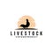 rooster livestock logo with sun vintage vector illustration design, rooster and sun logo design