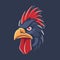 Rooster logo design. Cute rooster head. Image of a rooster in flat style