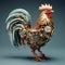 A rooster made from fragments of intricate watch mechanis. Farm animals. Illustration, Generative AI