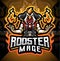 Rooster mage esport mascot logo