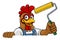 Rooster Painter Decorator Paint Roller Mascot