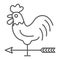 Rooster weather vane thin line icon, farming