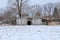 Root Cellar and Stone Wall in Winter