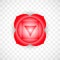 Root chakra Muladhara in red color isolated on transparent background. Isoteric flat icon. Geometric pattern.