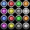 Root terminal white icons in round glossy buttons on black background