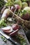 Root vegetables turnips, radishes, beets on a wooden background