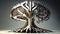 Roots of Steel: A Mechanical Tree\\\'s Cross-Section, Made with Generative AI