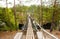 Rope bridge in the National Park Repovesi, Finland.