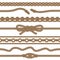 Rope brown seamless borders with loops, tassels and bow