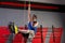 Rope Climb exercise man workout at gym