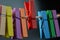 Rope clothespin wooden colorful color. blue clamp