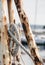 Rope on a fishing ship mounted on a pole