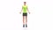 Rope Jump Woman exercise animation 3d model on a white background in the Yellow t-shirt. Low Poly Style