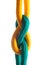 Rope with marine knot on white background