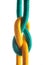 Rope with marine knot on white background.