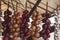 Rope with onion and garlic at the market stall