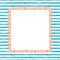 Rope square frame on a striped background. Watercolor illustration. Isolated on a white background.