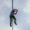 Rope-walker Maxim Kagin walked along a tightrope that was pulled between the supports of the cable-stayed Vinogradovsky bridge