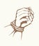 Roped bound hands. Vector drawing