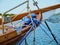 Ropes on an ancient sailing boat