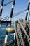 Ropes braided in bays on an ancient sailing vessel