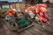 Ropes and Buoys Stacked Up on Maine Lobstering Dock