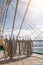 Ropes on an old vessel, sailing