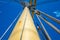 Ropes rigging masts and stays on traditional sailing ship