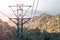 Ropeway leading to mount Misen at Miyajima Island in Hiroshima Japan during sunset