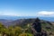 Roque Agando - Scenic mountain road with view on massive volcanic rock formation Roque de Agando on La Gomera, Spain