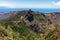 Roque Agando - Scenic mountain road with view on massive volcanic rock formation Roque de Agando on La Gomera, Spain